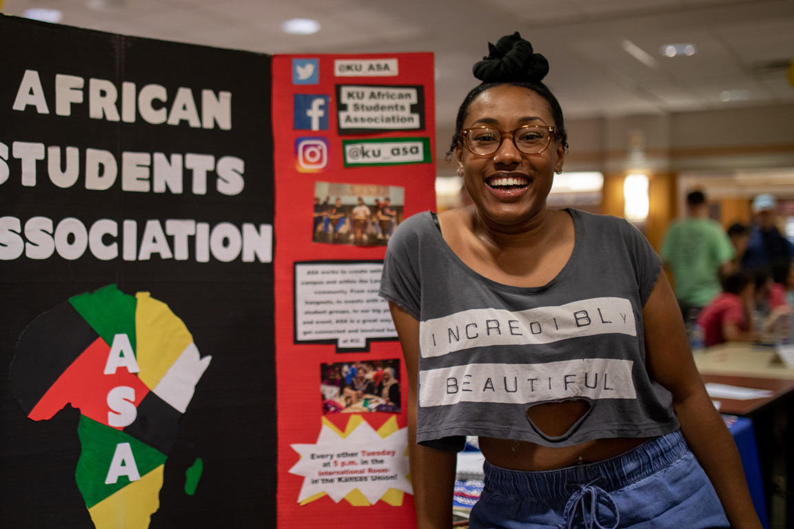 Student at the African Student Association booth at Union Fest